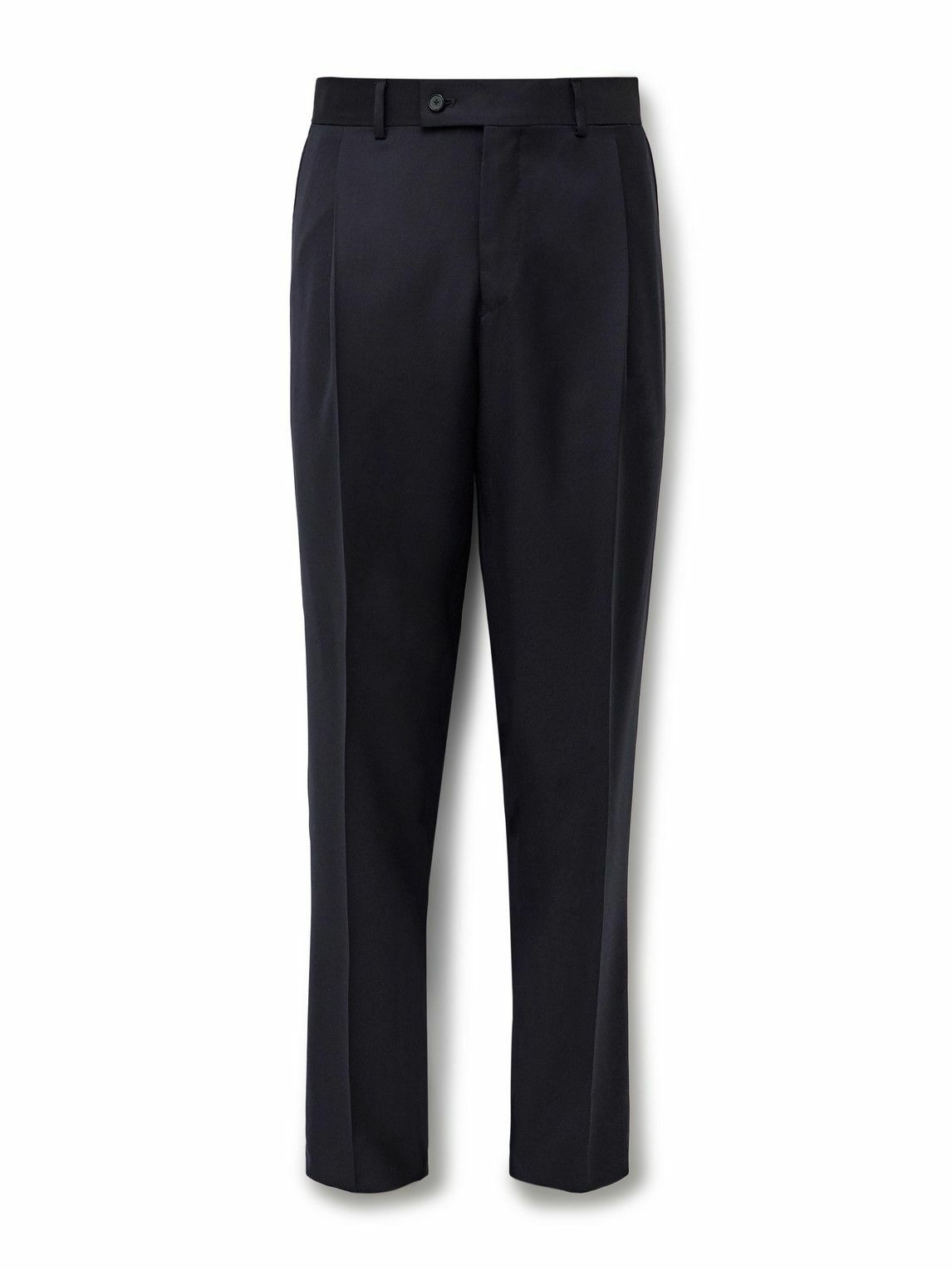 Caruso - Slim-Fit Pleated Wool Trousers - Blue