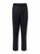 Caruso - Slim-Fit Pleated Wool Trousers - Blue