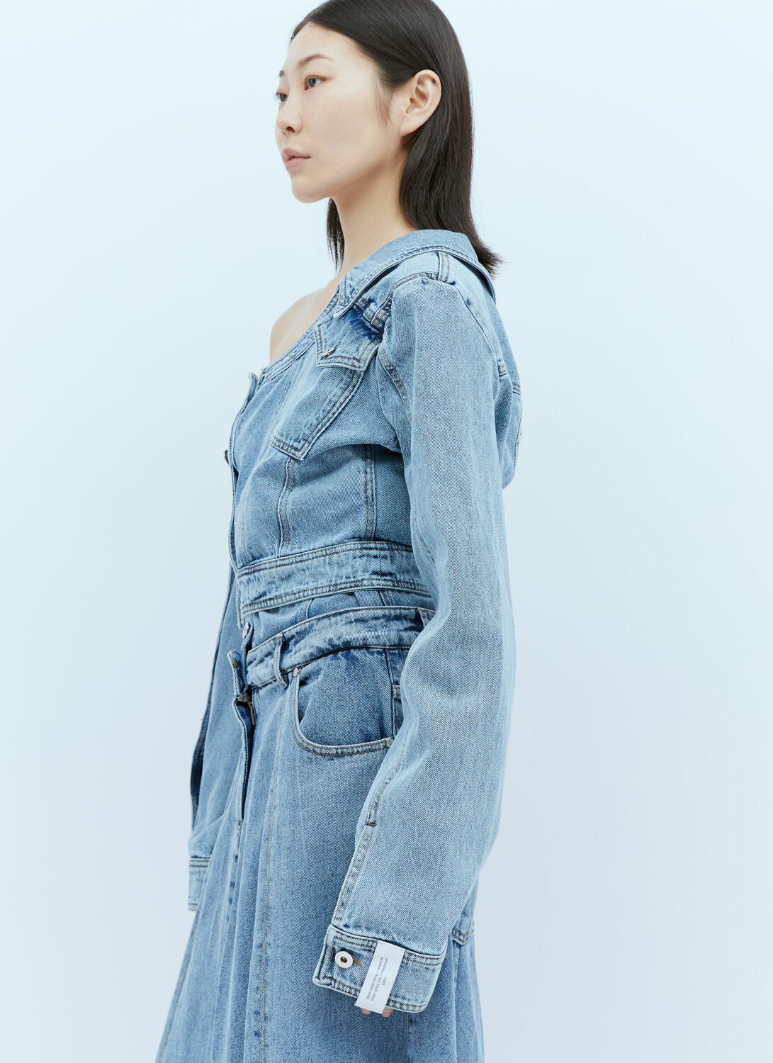 Rokh Asymmetric Neck Denim Jacket