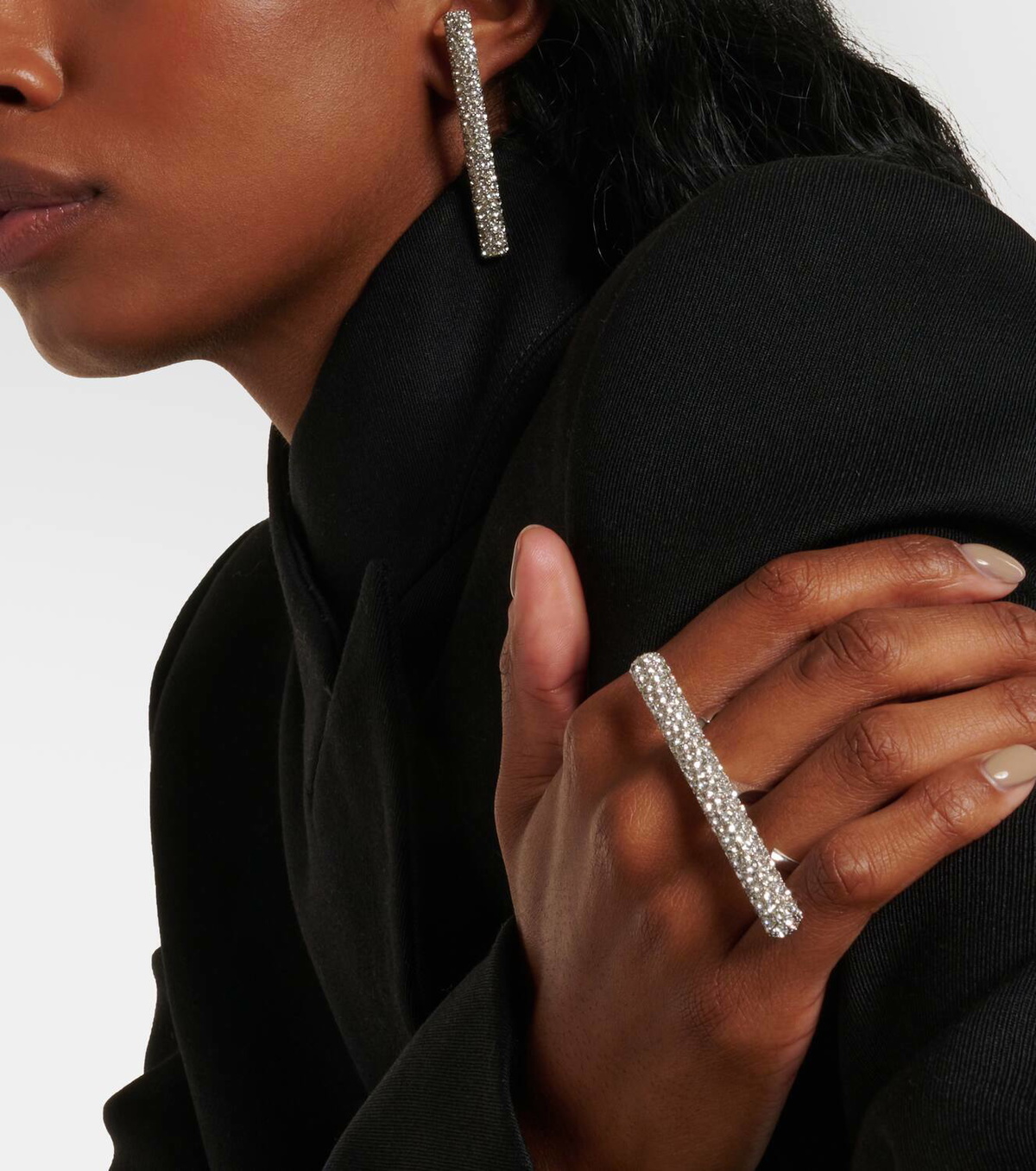 Loewe Anagram Crystal-embellished Ring In Gold