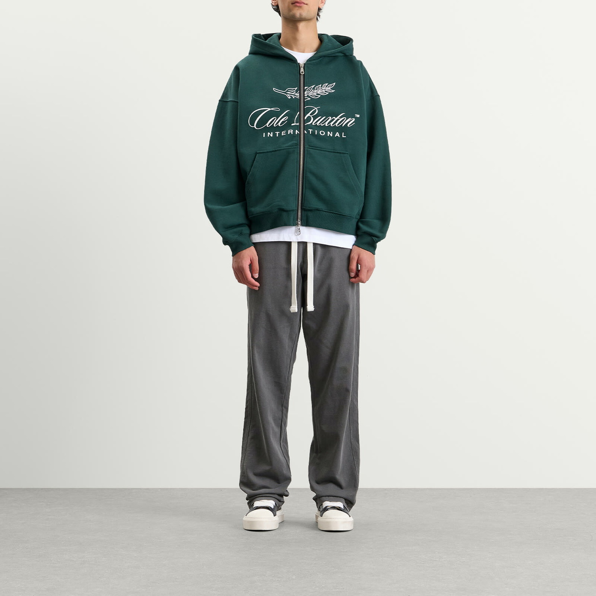Cole Buxton Men's International Zipped Hoodie in Forest Green
