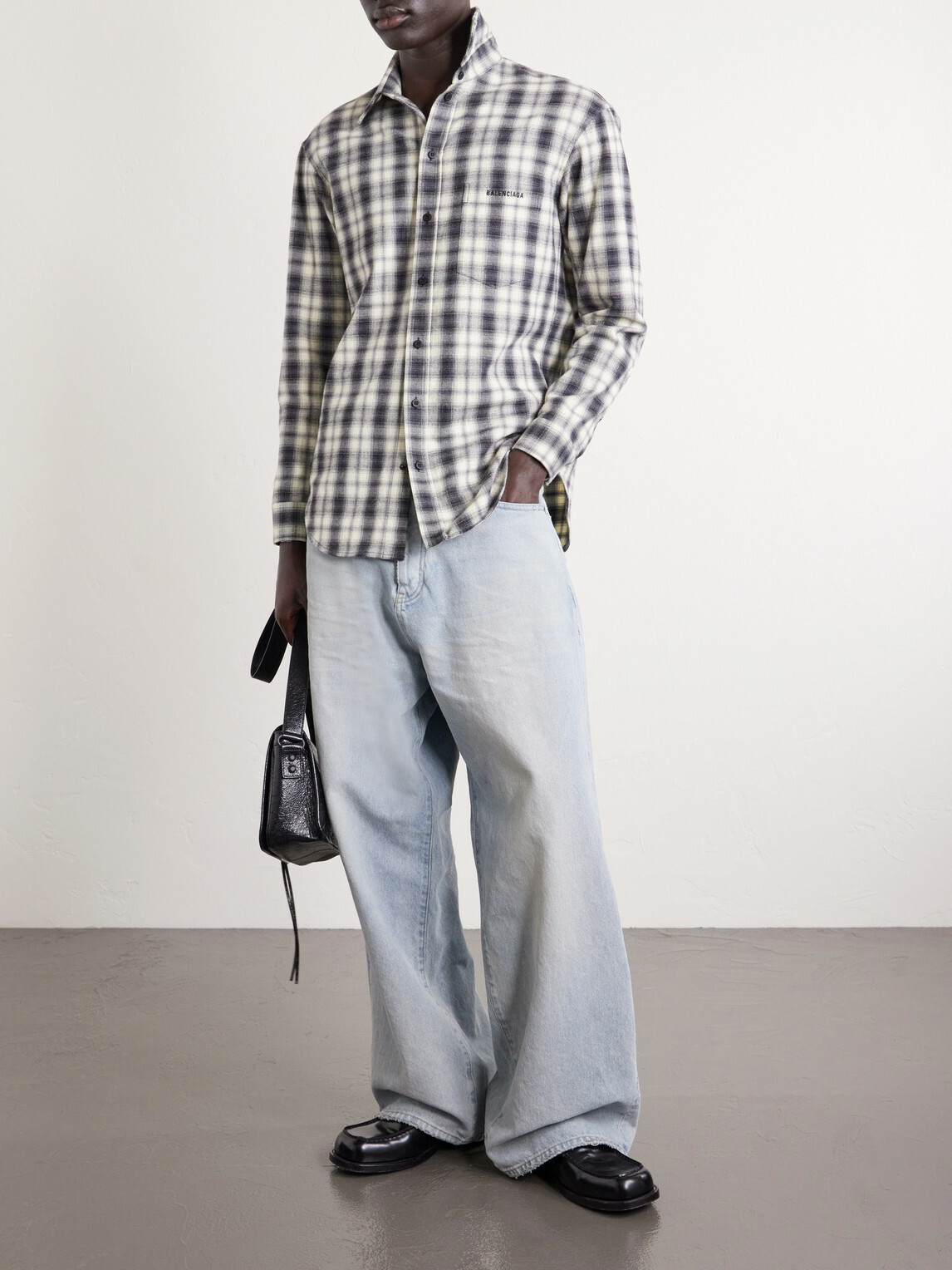 Balenciaga - Regular Fit Checked Cotton Shirt - Black