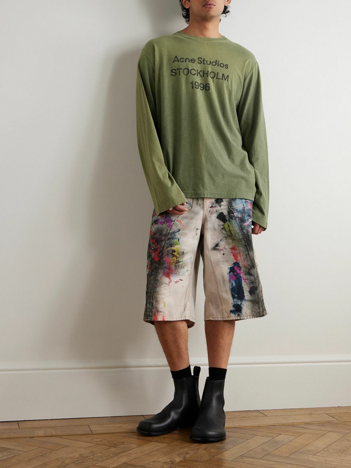 Acne Studios - Edden U 1996 Logo-Print Distressed Cotton and Hemp