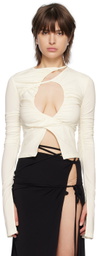 SRVC Off-White Ruched Long Sleeve T-Shirt