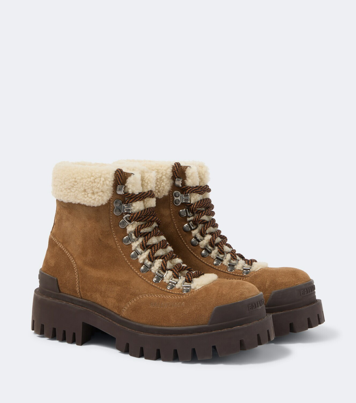 Balenciaga Shearling-lined suede lace-up boots