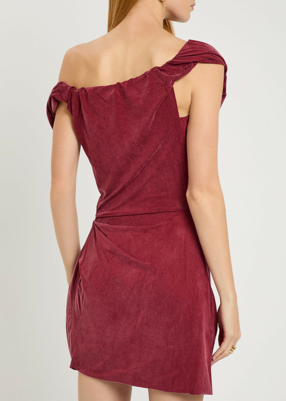Vivienne Westwood Ginnie Amber Draped Jersey Mini Dress Burgundy