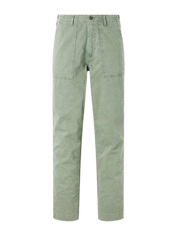 Photo: Hartford - Fatigue Straight-Leg Herringbone Cotton Trousers - Green