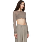 Rick Owens Taupe Tower LS Crop T-shirt