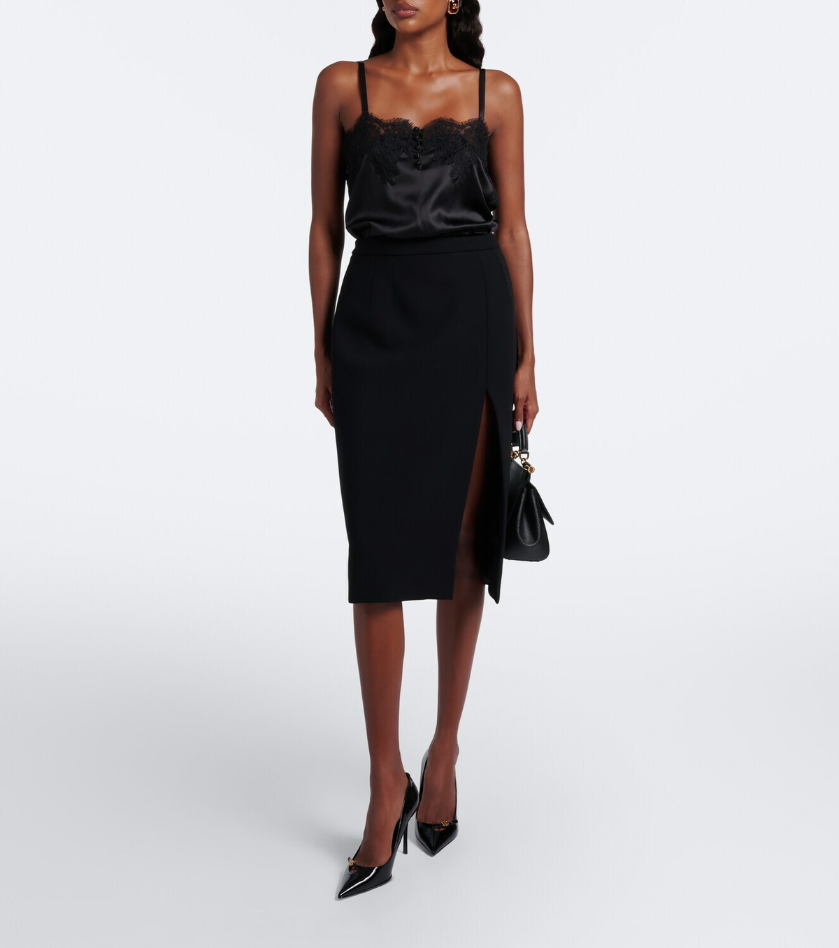 Dolce&Gabbana Lace-trimmed silk and cotton-blend romper