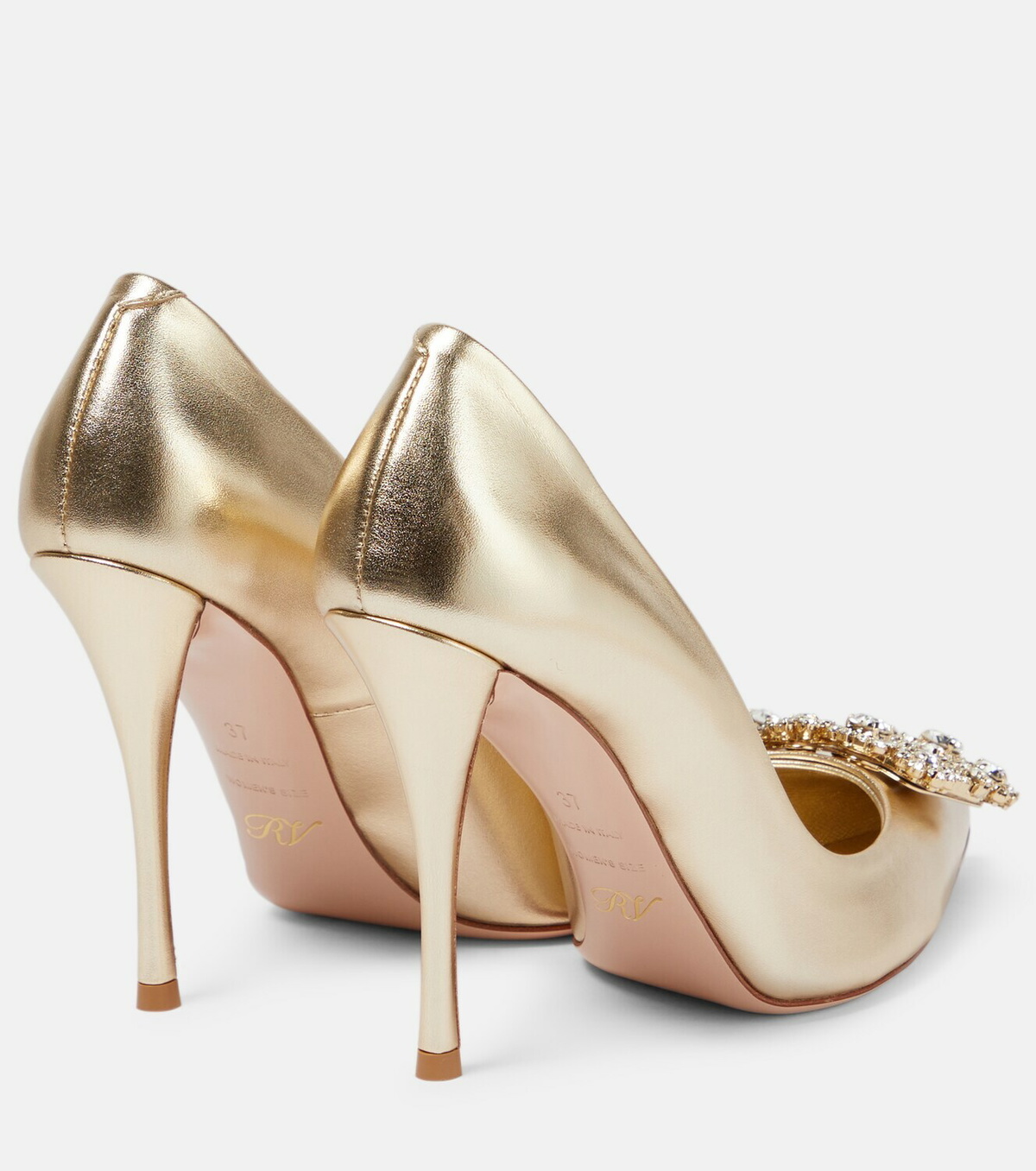 【送料 関税込】ROGER VIVIER Flower Strass embellished pumps Roger Vivier Flower Strass leather pumps Roger Vivier