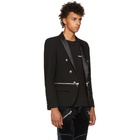 Balmain Black Six-Button Zip Point Collar Blazer