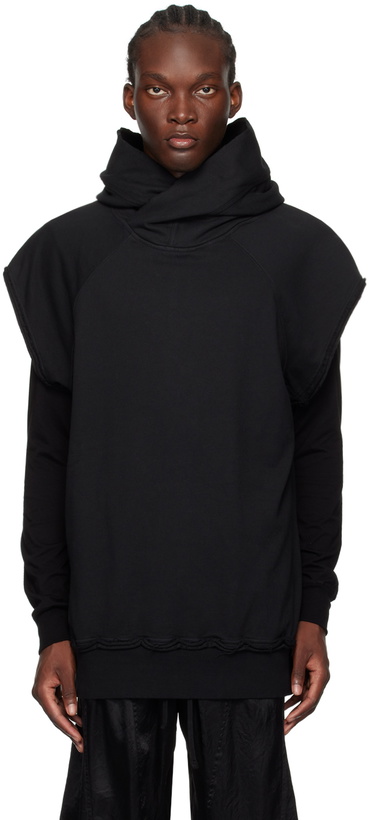 Photo: Julius Black Cotton Raw Edge Hoodie