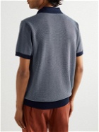 Mr P. - Honeycomb-Knit Organic Cotton Polo Shirt - Blue