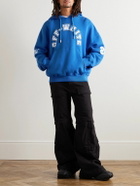 Off-White - Printed Cotton-Jersey Hoodie - Blue