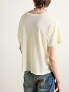 Enfants Riches Déprimés - Cropped Distressed Logo-Print Cotton-Jersey T-Shirt - Neutrals