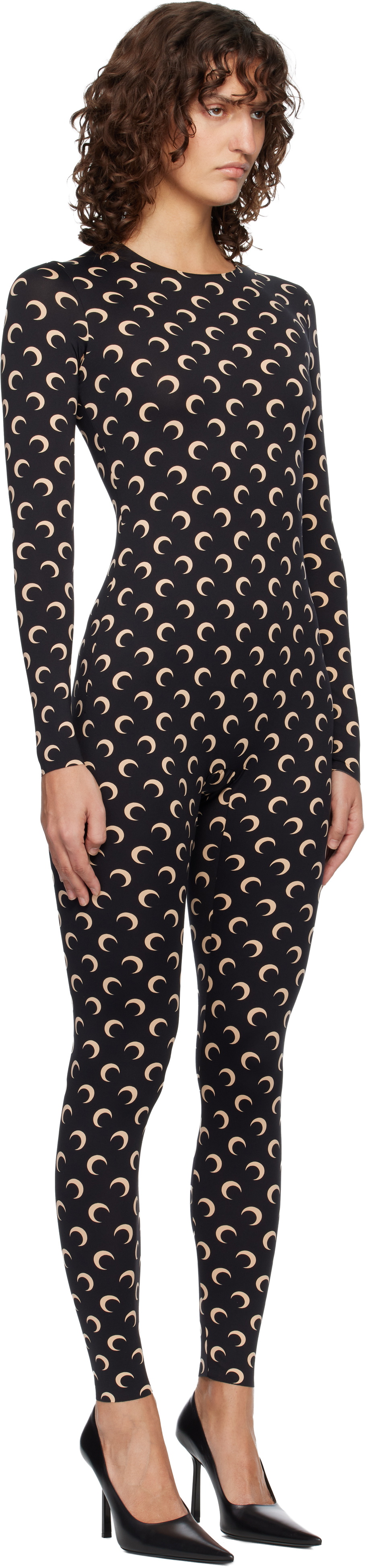 Marine Serre Black Recycled Jersey Moon Jumpsuit