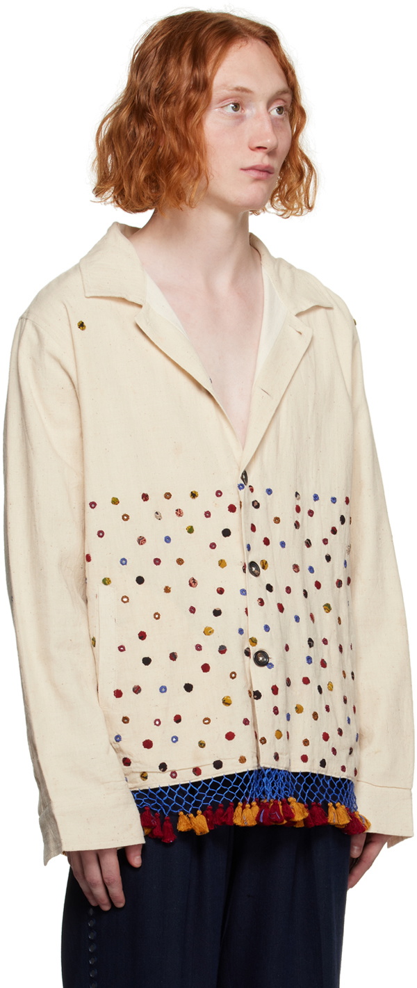 Karu Research Beige Fringed Jacket