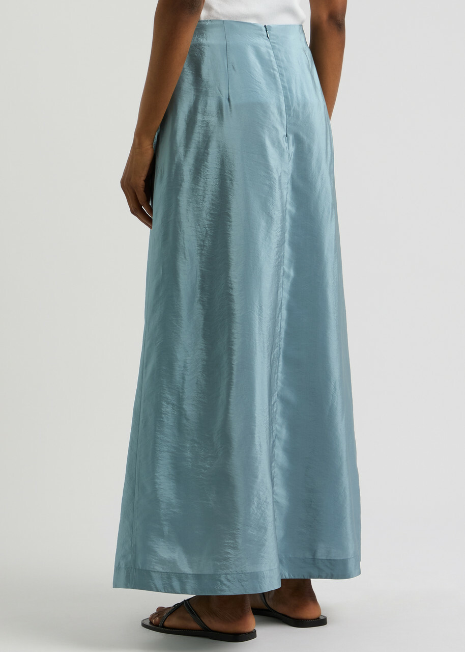 BY Malene Birger Isoldas Satin Maxi Skirt Light Blue
