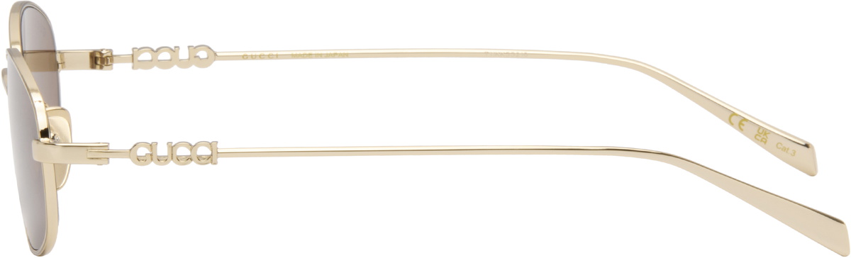 Gucci Gold Oval Frame Sunglasses
