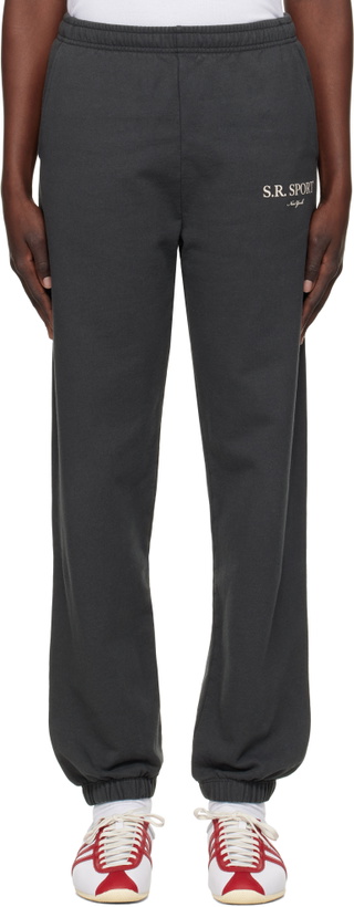 Photo: Sporty & Rich Black 'S.R. Sport' Sweatpants