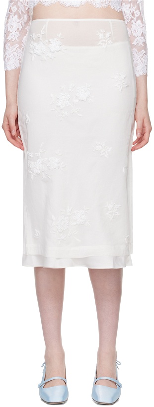Photo: SHUSHU/TONG White Floral Midi Skirt