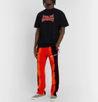 Palm Angels - Tapered Striped Tie-Dyed Cotton-Blend Velour Track Pants - Red