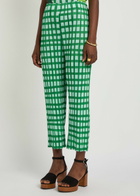 Pleats Please Issey Miyake Gingham Pleated Straight-leg Woven Cropped Trousers Green