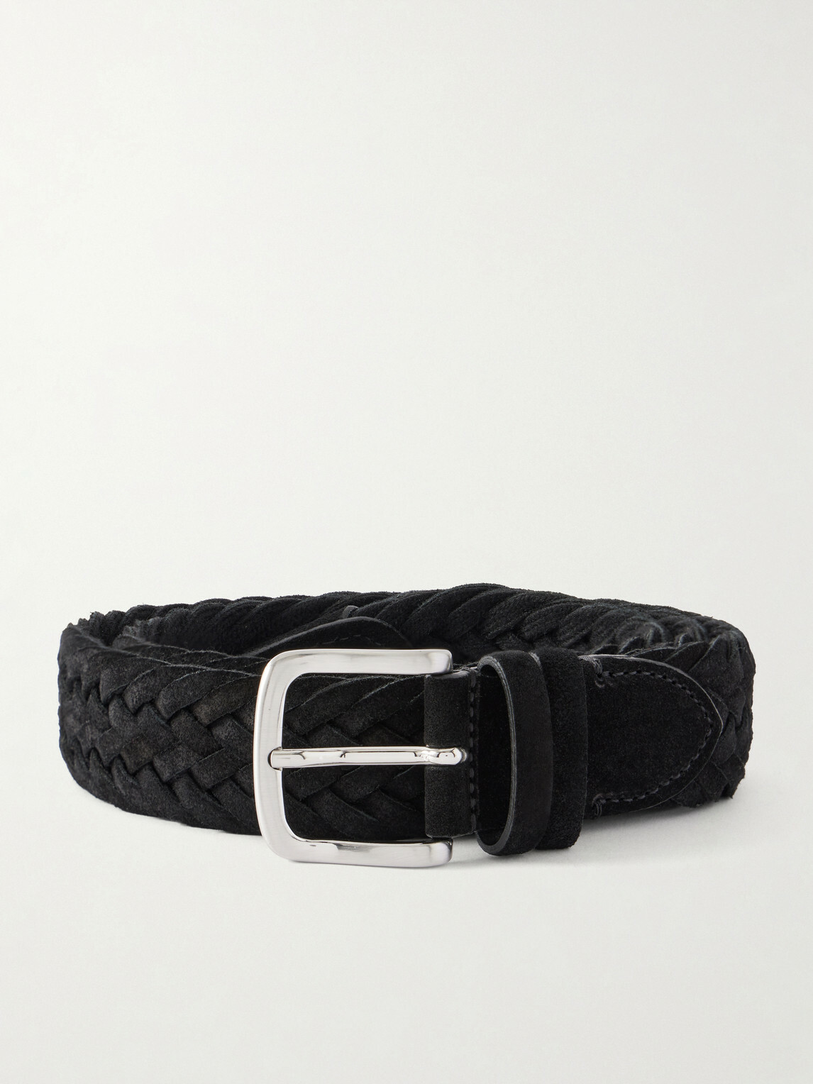 Mr P. - 3.5cm Woven Suede Belt - Black