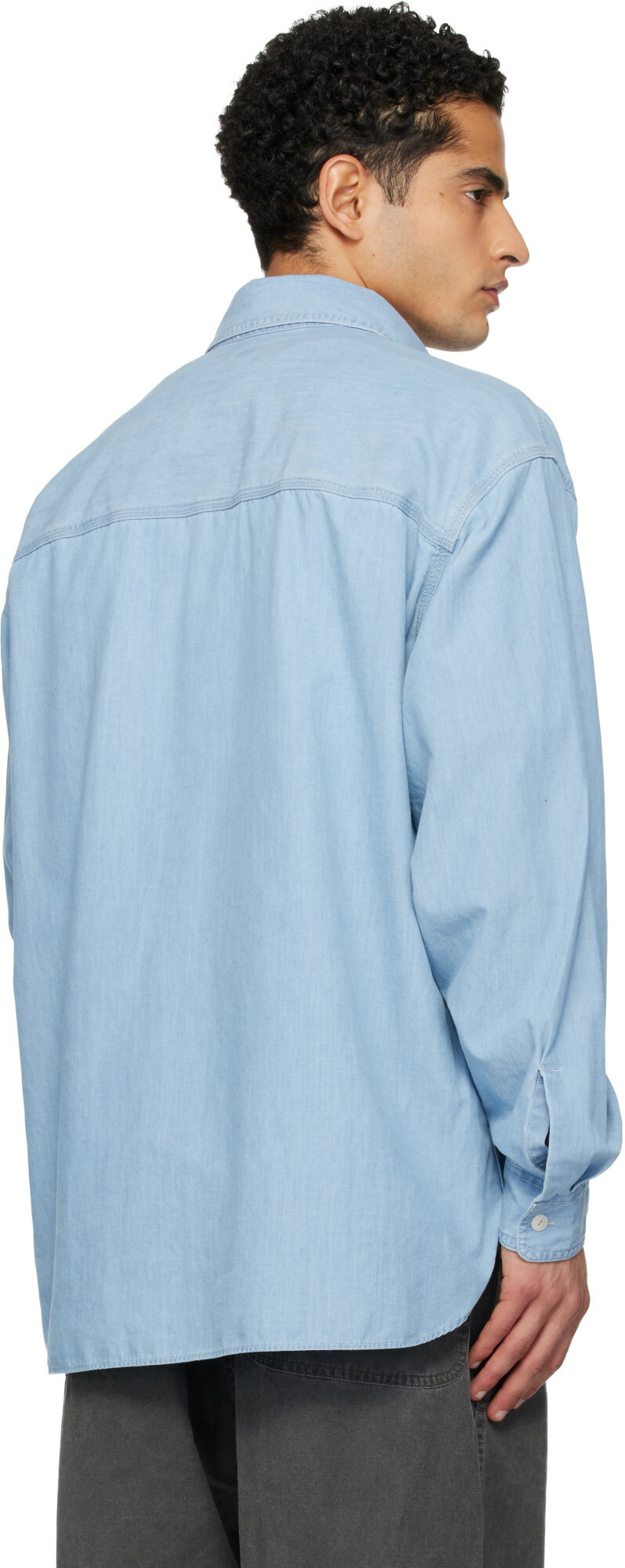 nanamica Blue OOAL Regular Collar Chambray Shirt