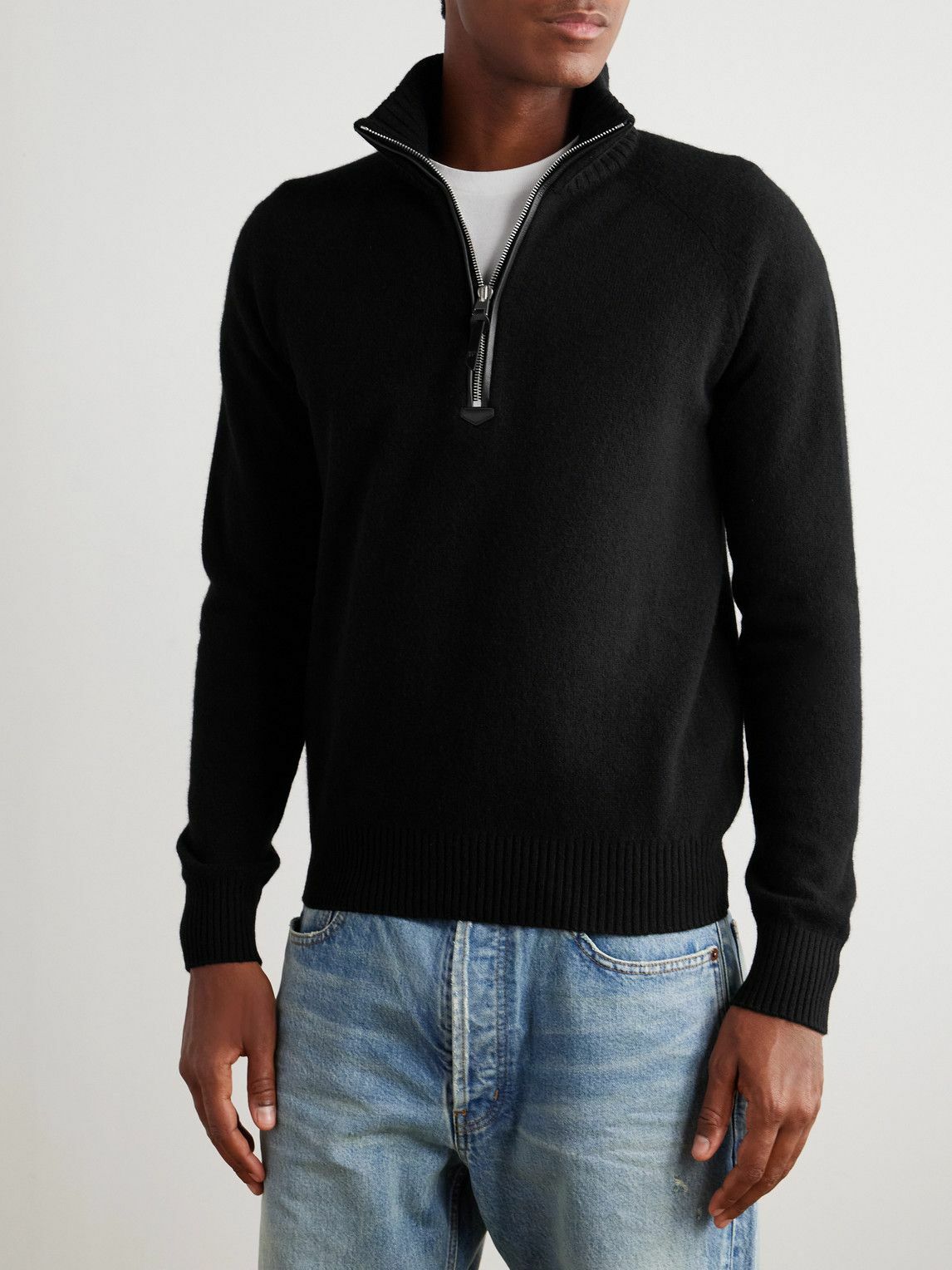 TOM FORD - Wool and Cashmere-Blend Half-Zip Rollneck Sweater
