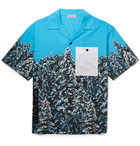 Palm Angels - Camp-Collar Printed Cotton-Poplin Shirt - Blue