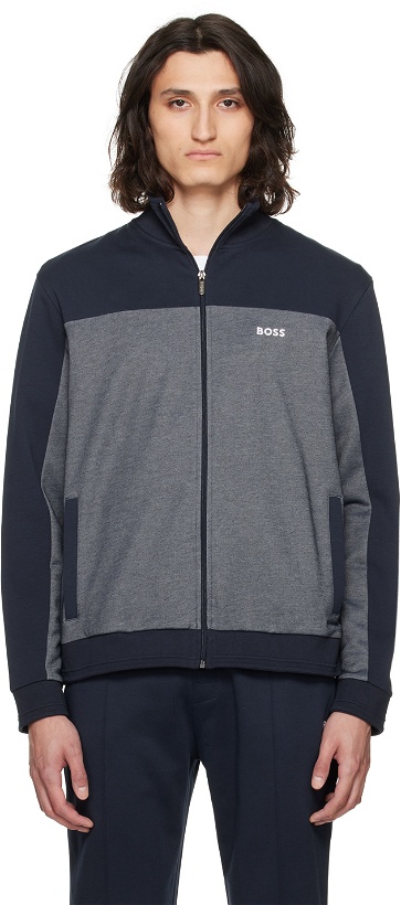 Photo: BOSS Navy Embroidered Sweater