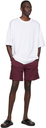 Dries Van Noten Burgundy Cotton Jersey Shorts