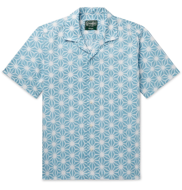Photo: Gitman Vintage - Convertible-Collar Printed Cotton Shirt - Blue
