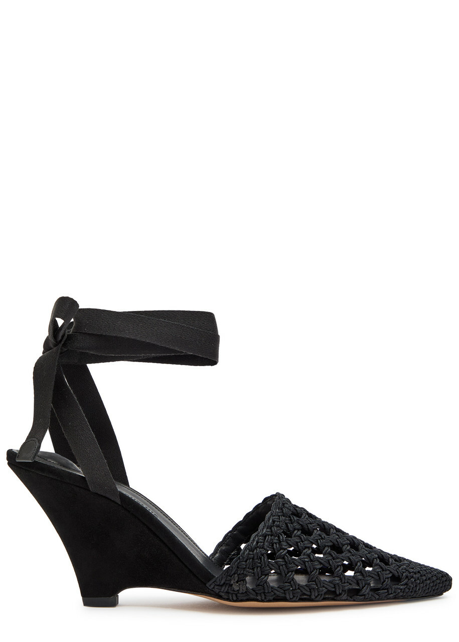 Jacquemus Les Espadrilles 80 Macramé Wedge Sandals Black