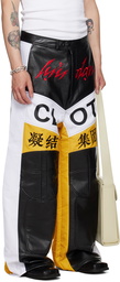 LU'U DAN Yellow & White CLOT Edition Moto L-D Faux-Leather Trousers