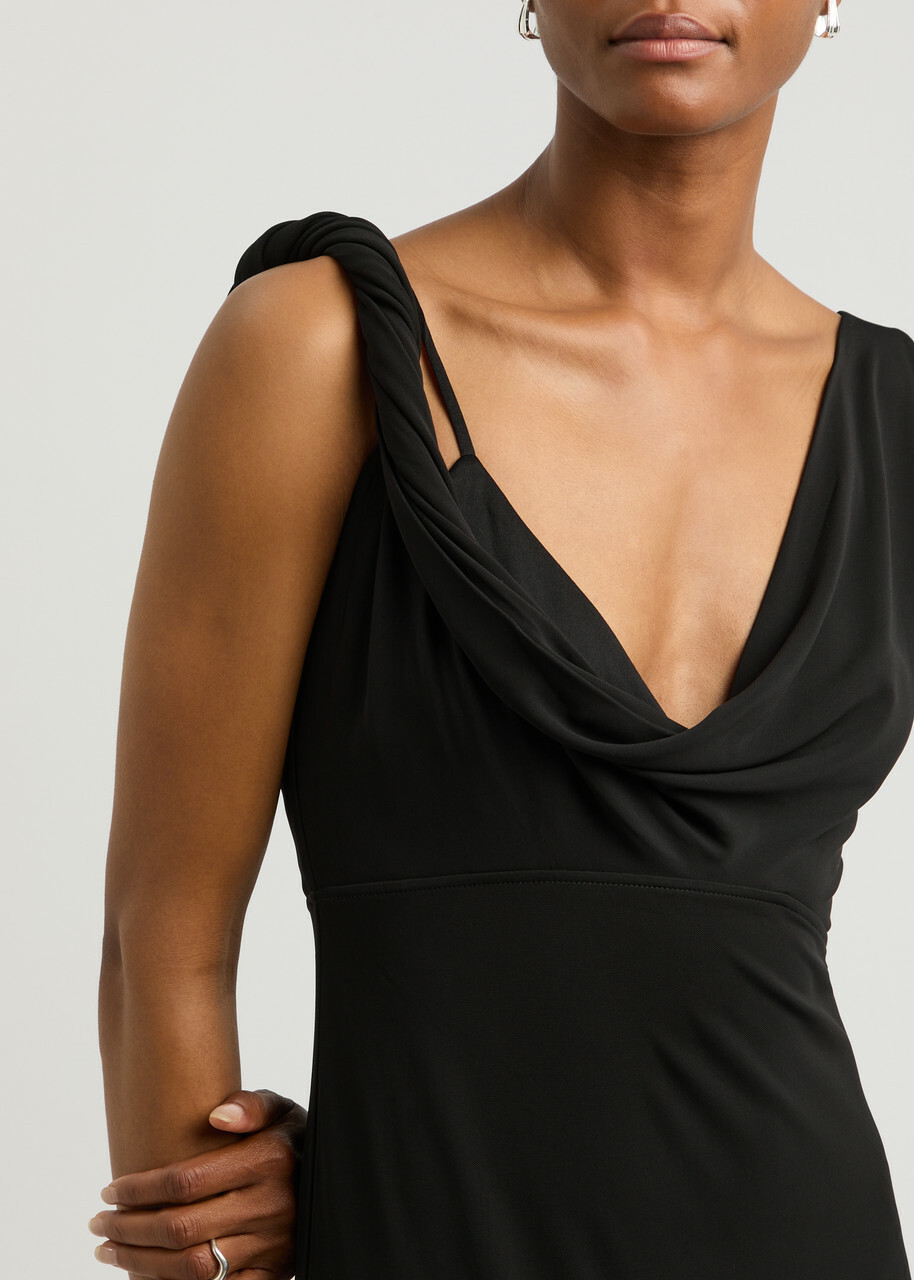 Toteme Draped Stretch-jersey Maxi Dress Black Toteme
