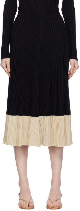 Photo: BEVZA Black Colorblocked Midi Skirt