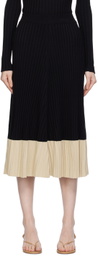 BEVZA Black Colorblocked Midi Skirt