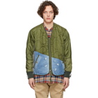 Greg Lauren Green and Blue 50/50 Modern Flight Jacket