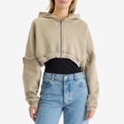 Joah Brown Women's Deconstructed Crop Zip Hoodie in Sand