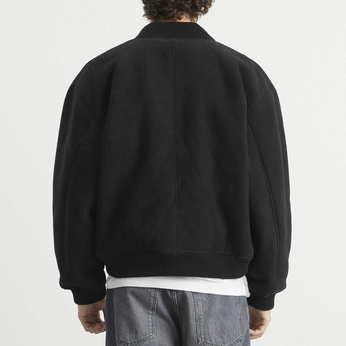 Studio Nicholson Men's Shearling Leather Bomber Jacket in Black