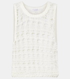 Brunello Cucinelli Open-knit jute and cotton-blend top