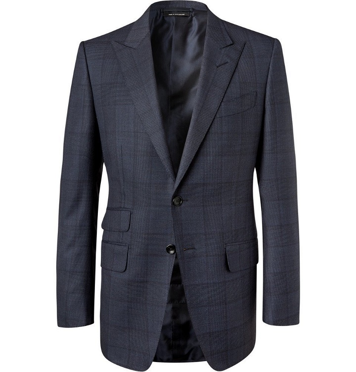 Photo: TOM FORD - Navy O'Connor Slim-Fit Prince of Wales Checked Wool Suit Jacket - Men - Midnight blue