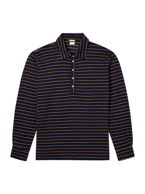 Photo: Massimo Alba - Raya Striped Cotton-Jersey Polo Shirt - Blue