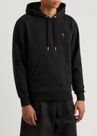 Ami Paris Logo Hooded Stretch-cotton Sweatshirt Black