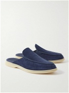 Loro Piana - Babouche Walk Suede Backless Loafer - Blue