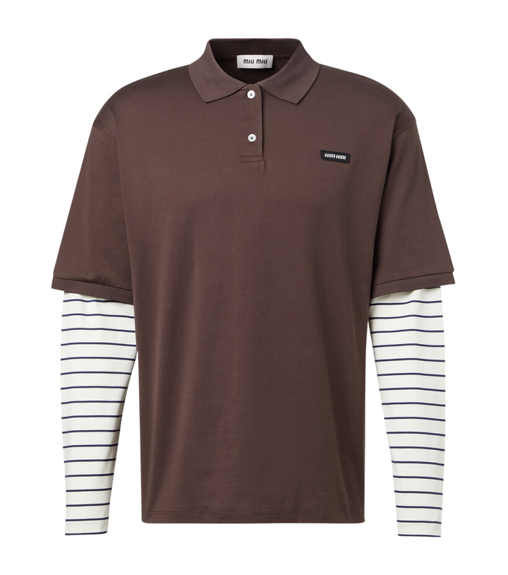 Photo: Miu Miu Layered striped cotton polo shirt