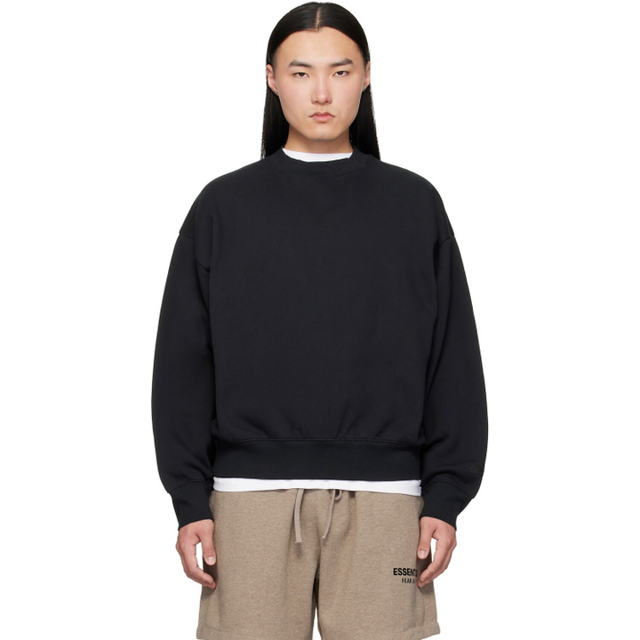 Photo: Fear of God ESSENTIALS Black Classic Crewneck Sweatshirt