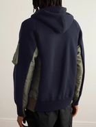 Sacai - MA-1 Nylon-Trimmed Cotton-Blend Jersey Zip-Up Hoodie - Blue